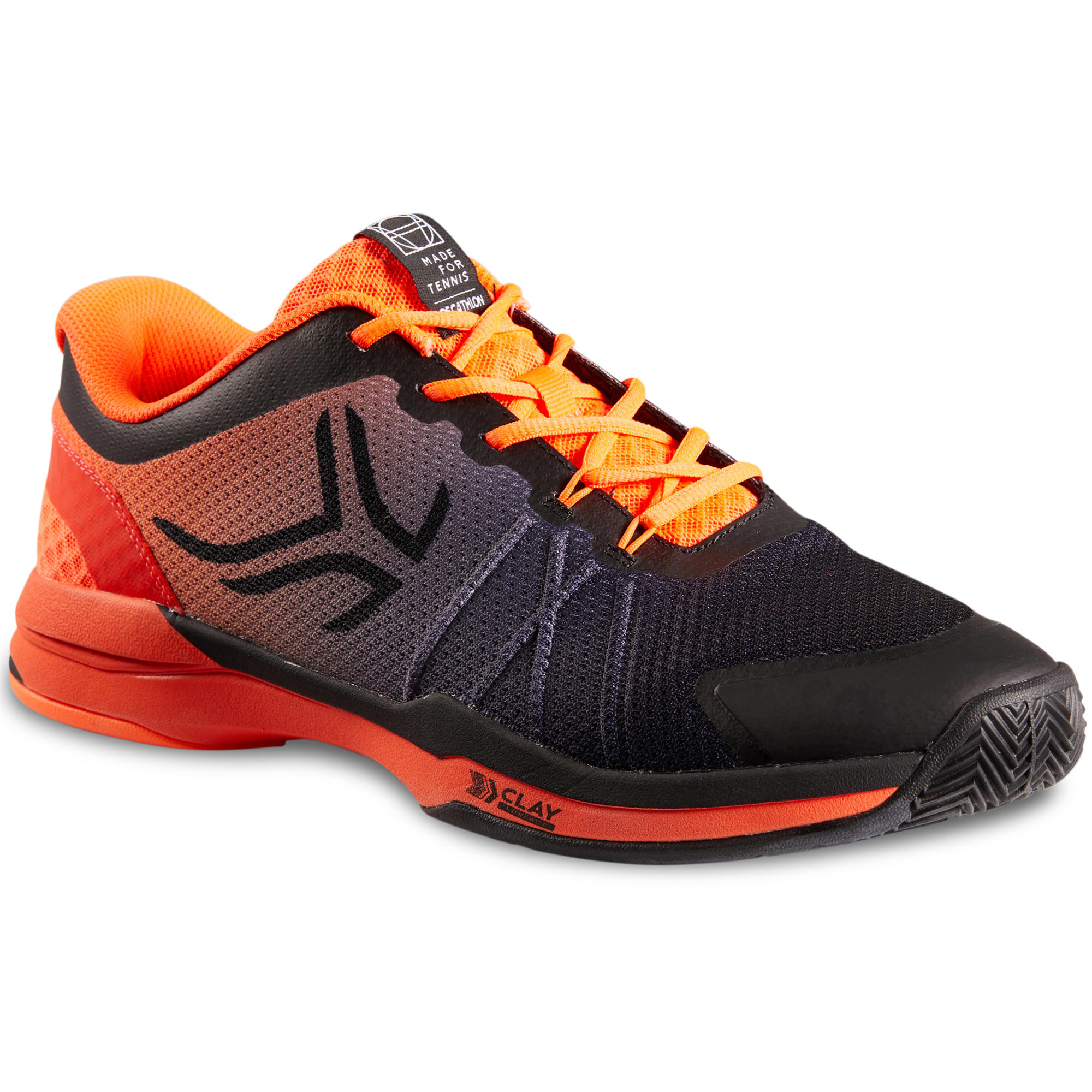 black and orange tennis shoes