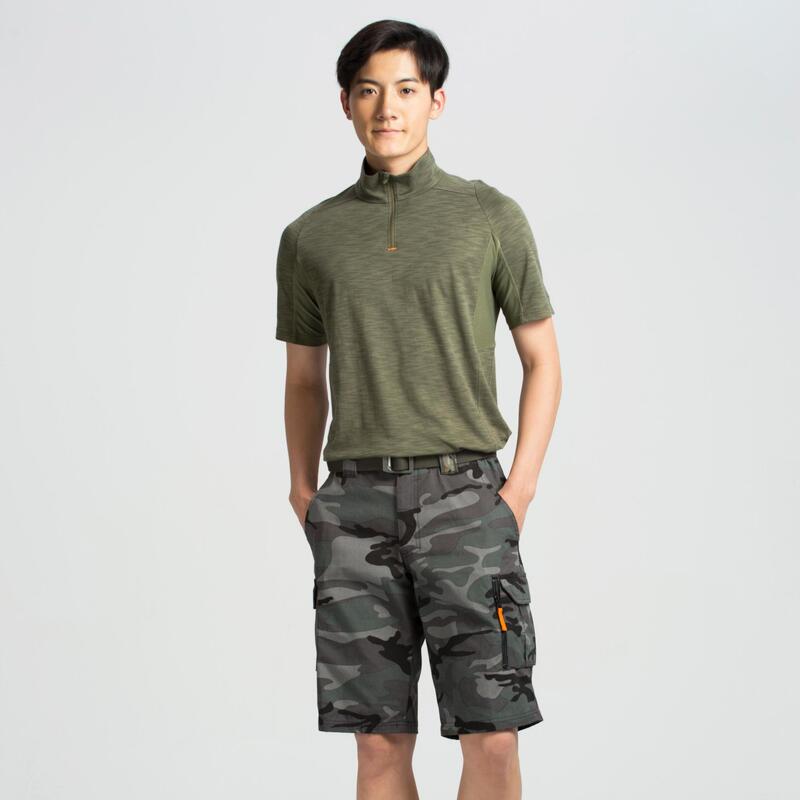 Jagdshorts Cargo 500 Camouflage Woodland schwarz 