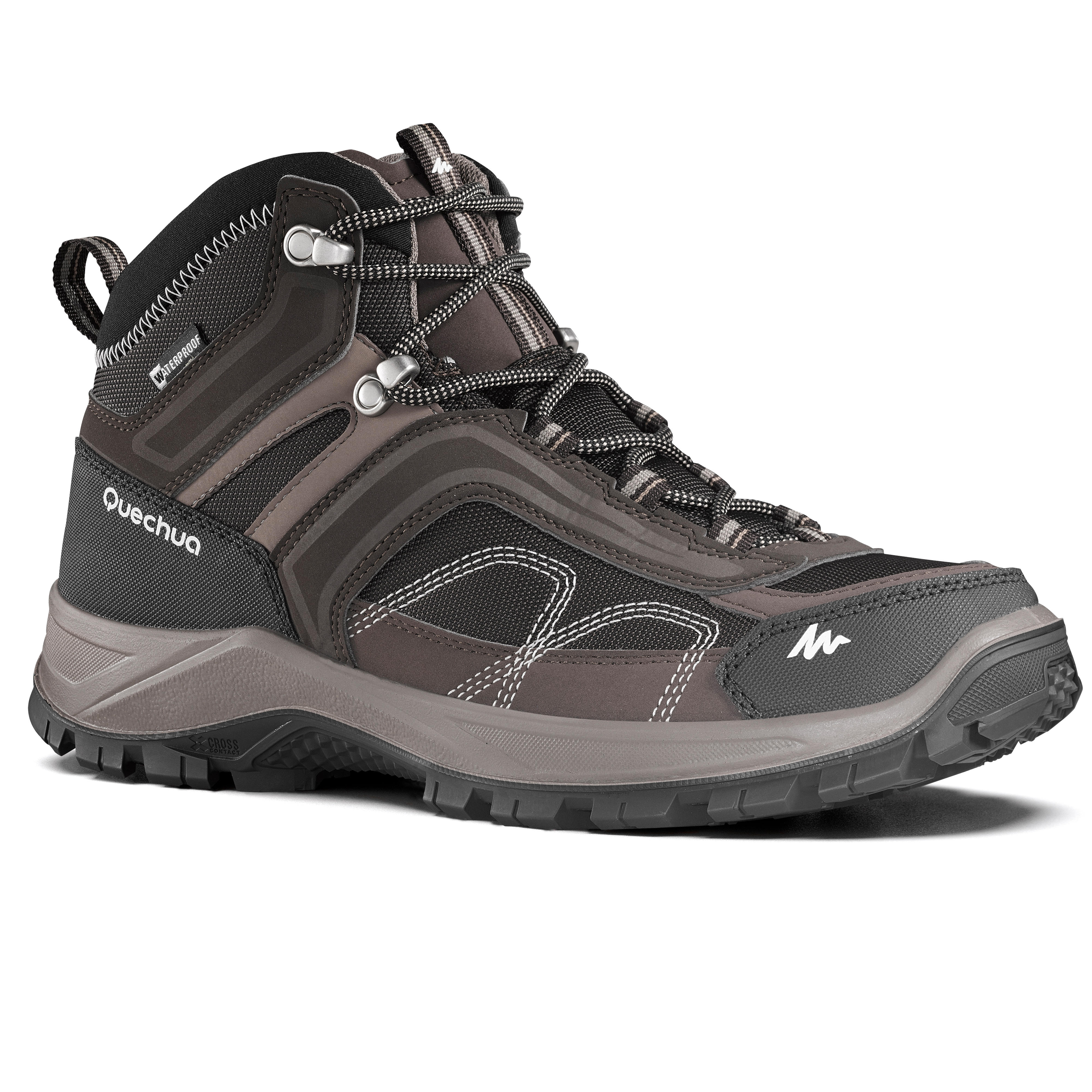 Men's MH100 Mid waterproof mountain hiking boots brown