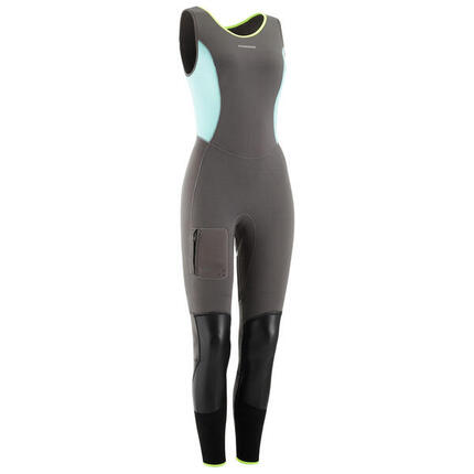 Canyoning-Neoprenanzug Long John 5mm Damen blau/grau