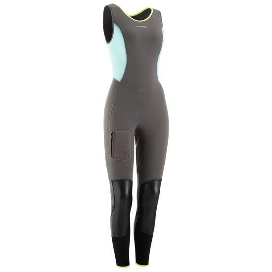 Canyoning-Neoprenanzug Long John 5mm Damen blau/grau