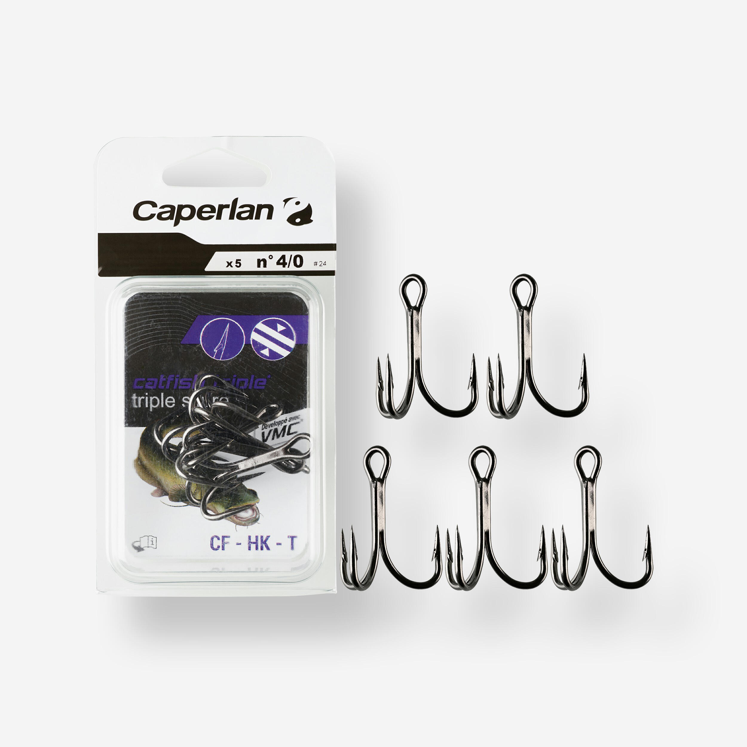 CF HK T N°4 TREBLE CATFISH FISHING HOOK 2/4