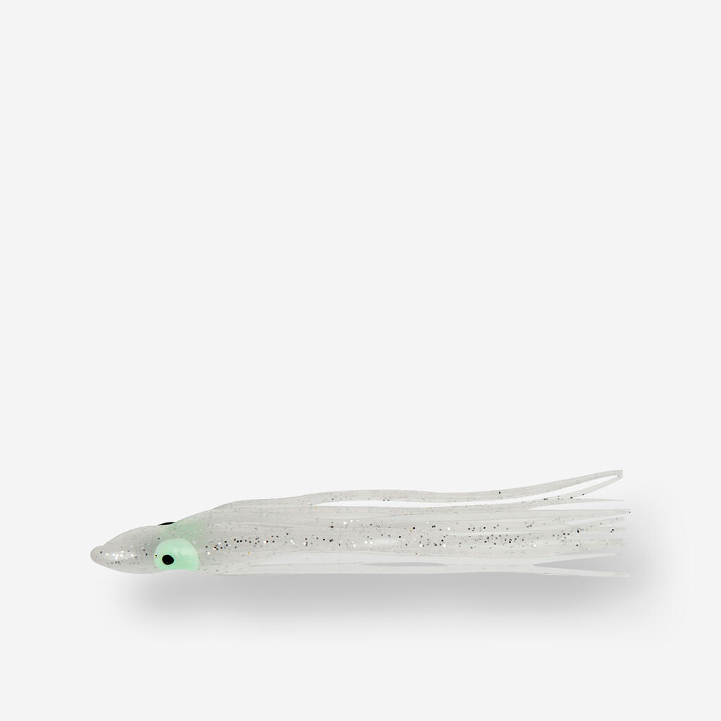 Примамка за морски риболов Octopus 6 см, бяла, блещукаща, x5