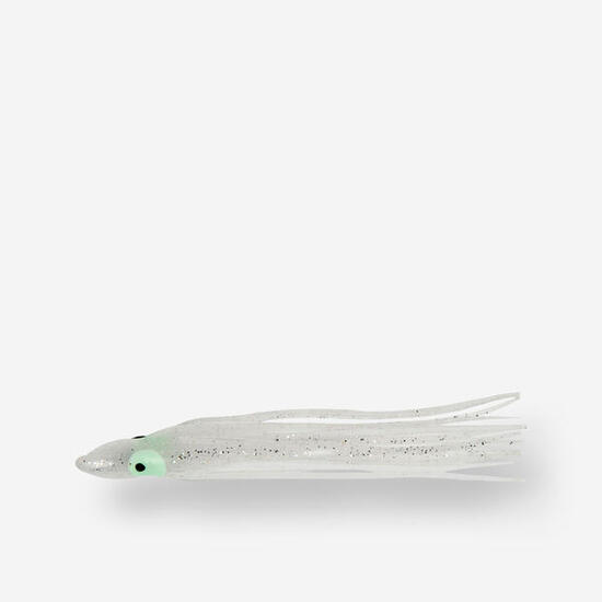 Leurre Octopus 6cm blanc paillette x5 pêche en mer