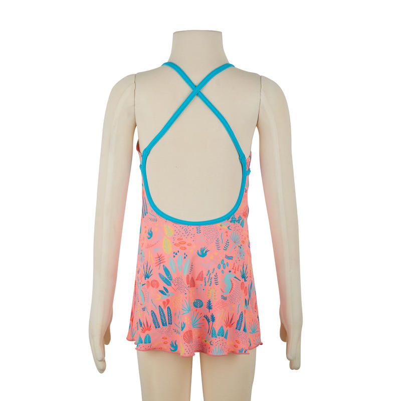 Girl swimming costume crossed back with skirt Pink Blue