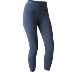 Legging 7/8 Fit+ 500 slim Pilates Gym douce femme bleu chiné