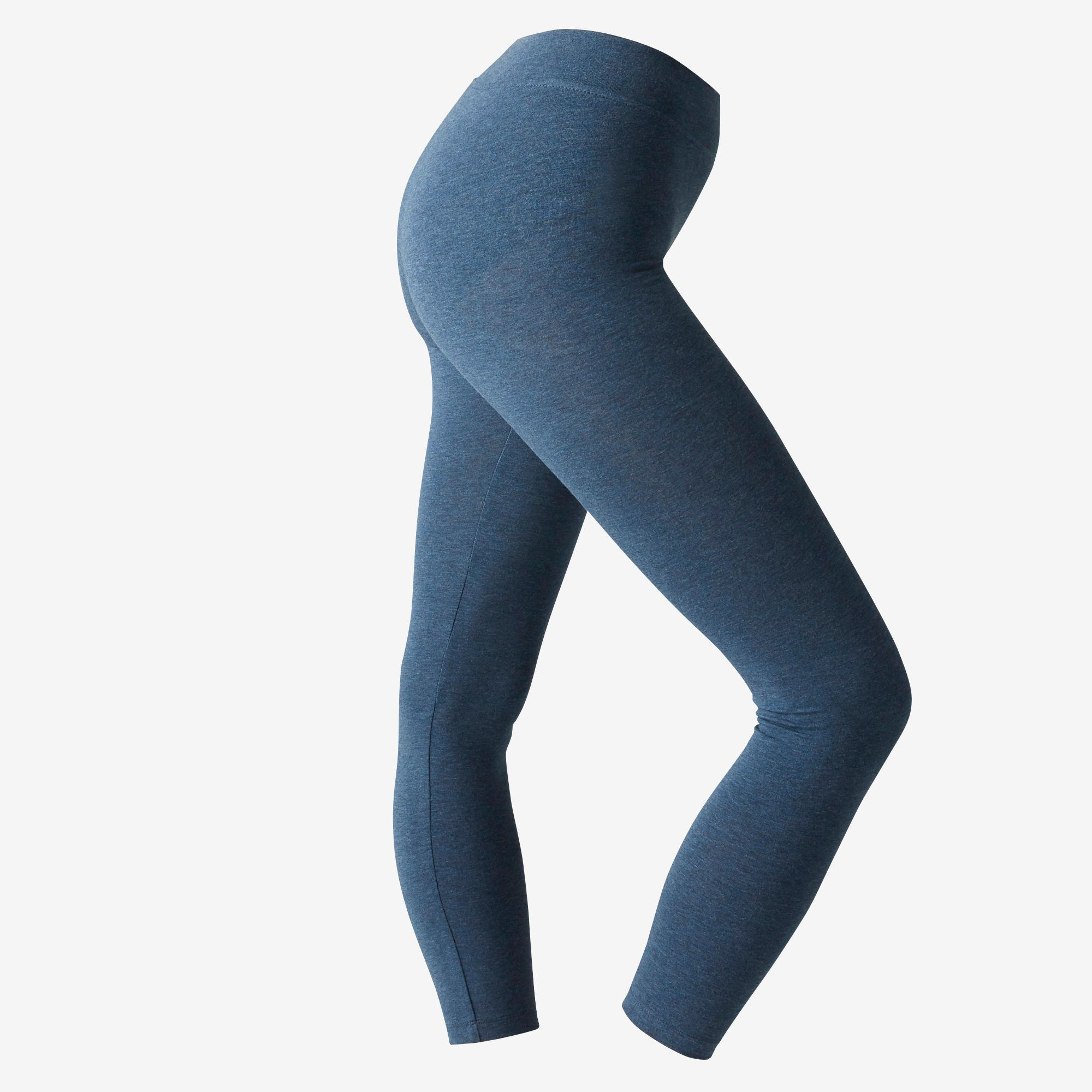 500 Fit+ Women's Slim-Fit Pilates & Gentle Gym 7/8 Leggings - Mottled Blue 5/6