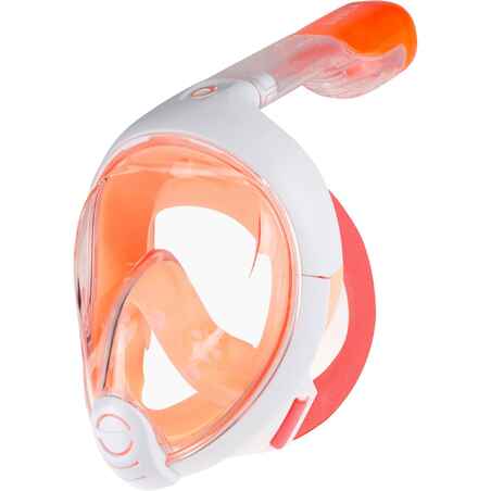 Masker Snorkeling Permukaan Easybreath 500 Junior (6-10 tahun) jingga pink