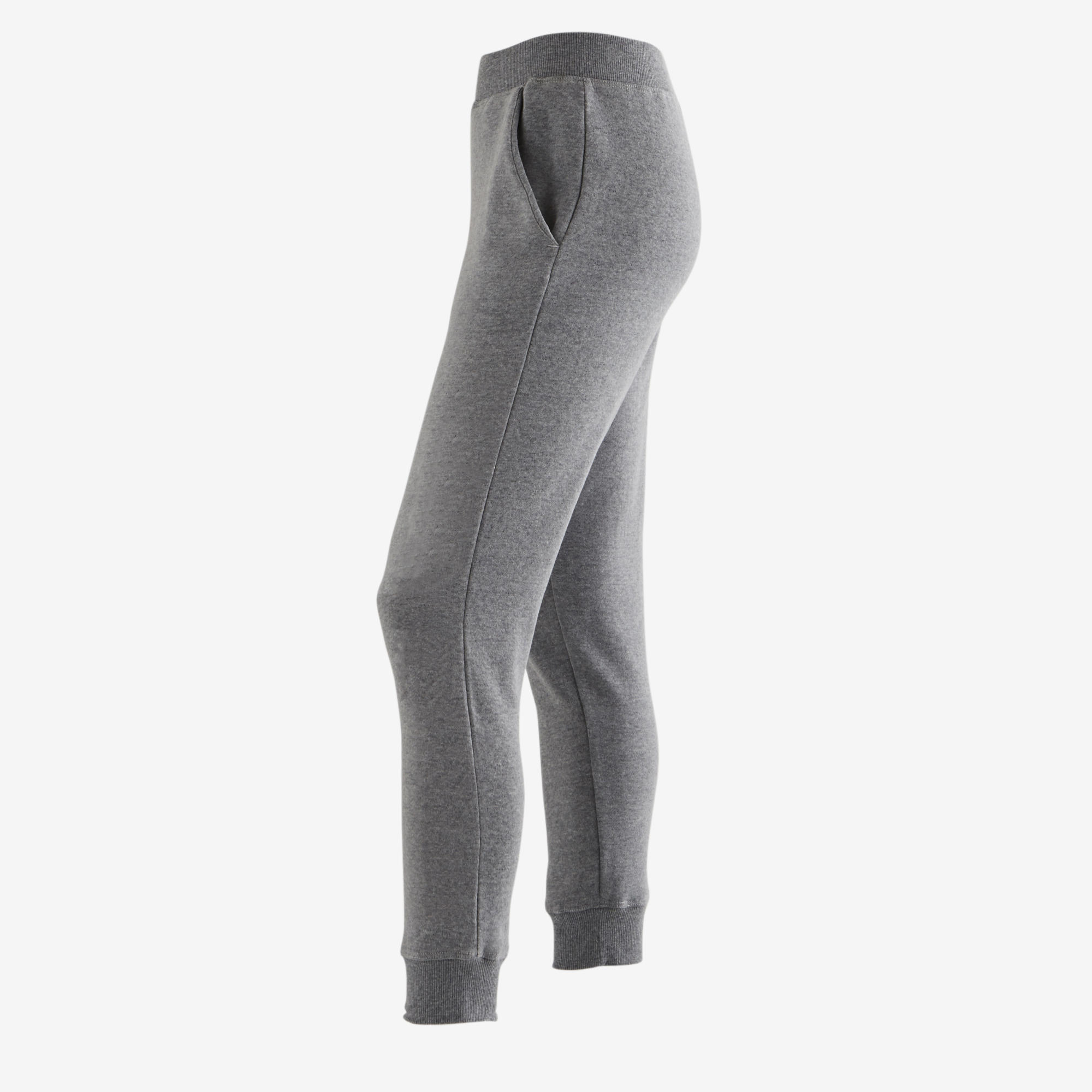 

100 Girls' Warm Gym Leggings - Light Grey