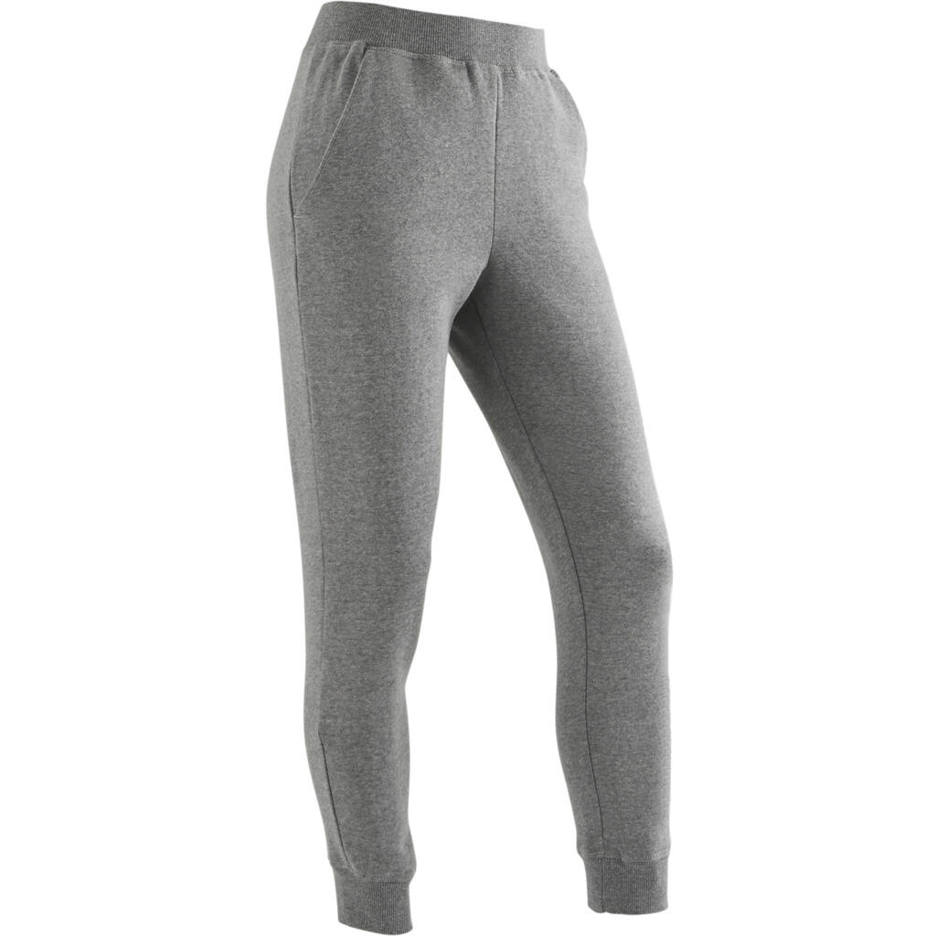 Girls' Warm Jogging Bottoms 500 - Mid Grey Marl