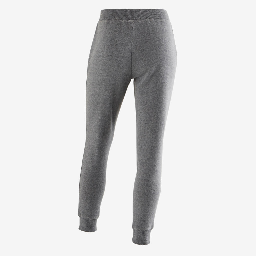 Girls' Warm Jogging Bottoms 500 - Mid Grey Marl