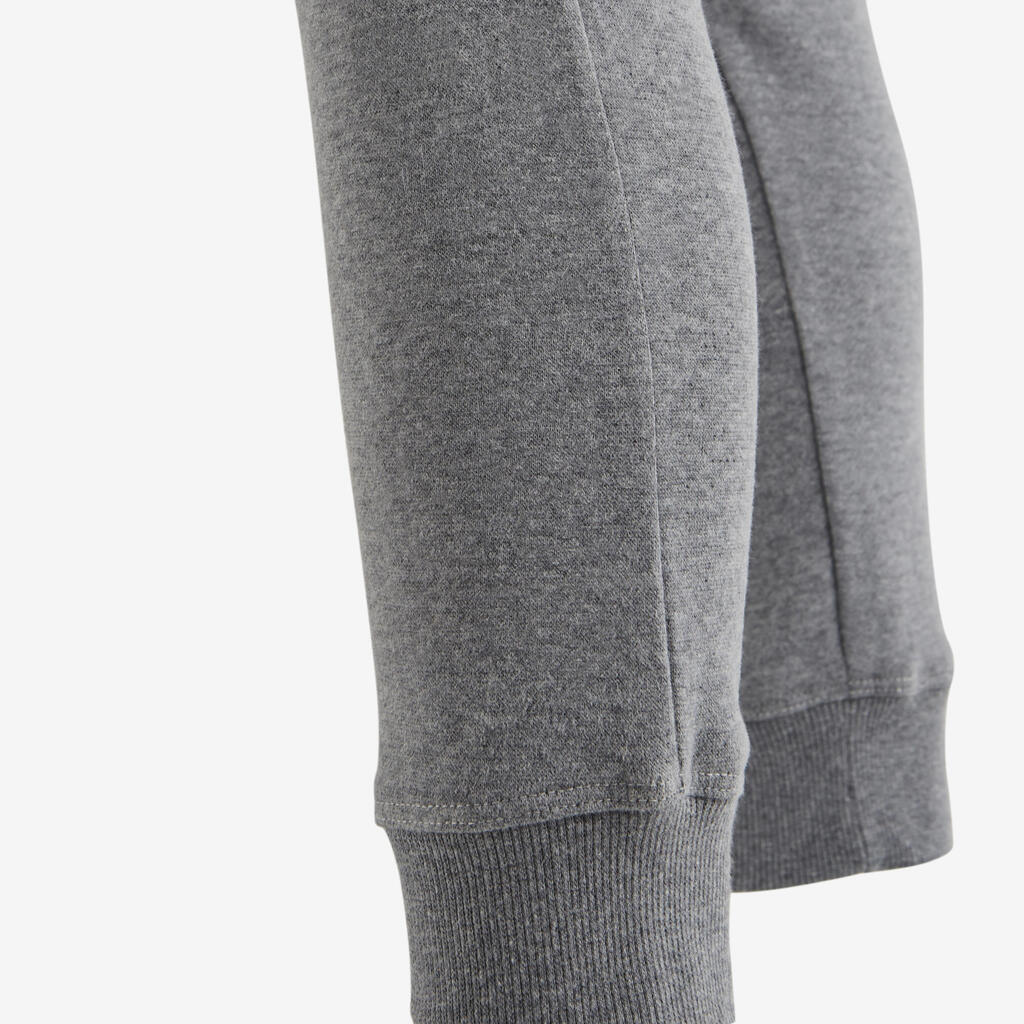 Girls' Warm Jogging Bottoms 500 - Mid Grey Marl