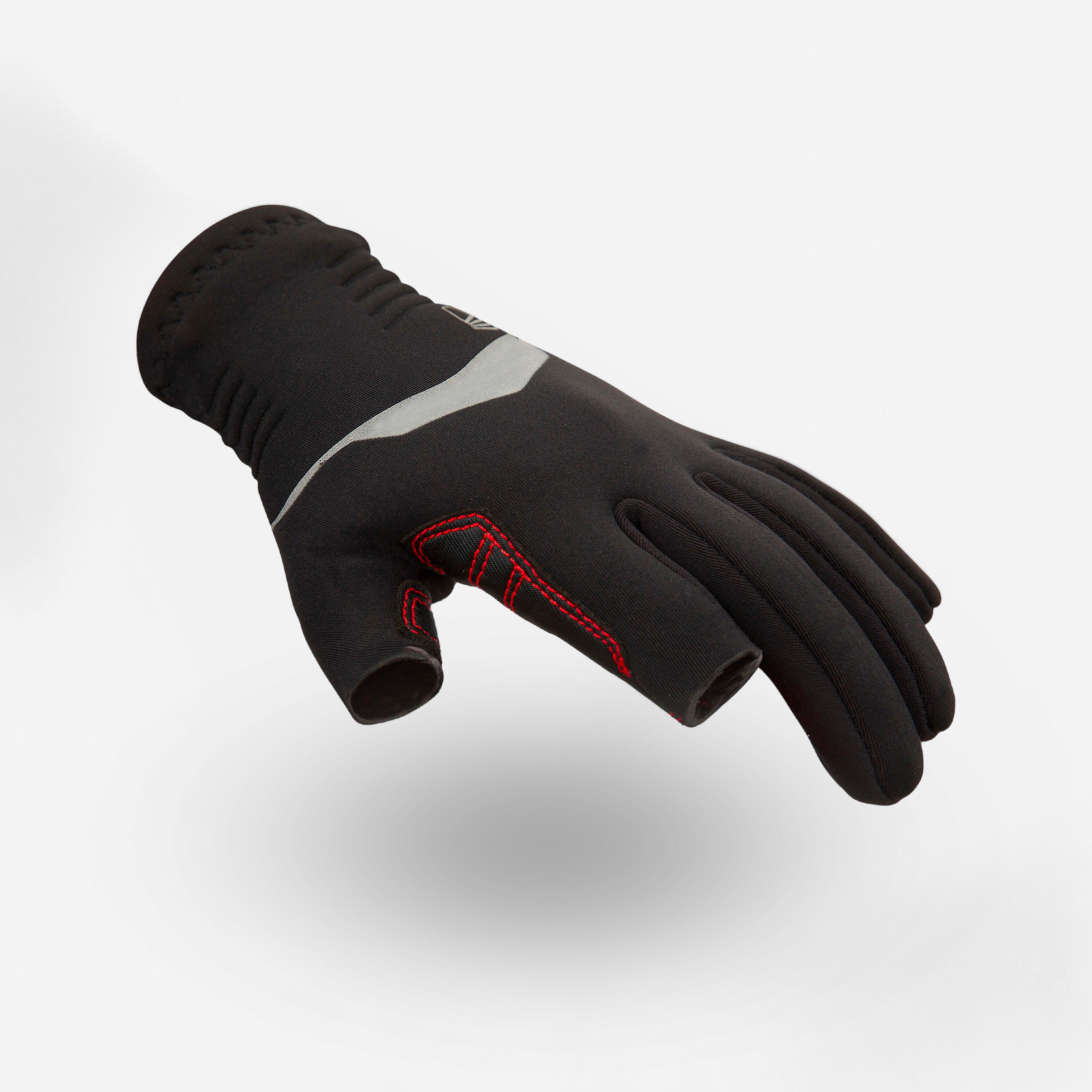 Kids Sailing 500 1mm Neoprene Three-Finger Gloves - Black