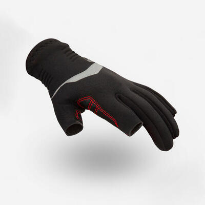 Zeilhandschoenen voor kinderen neopreen 1 mm 2 vingers vrij sailing 900 zwart