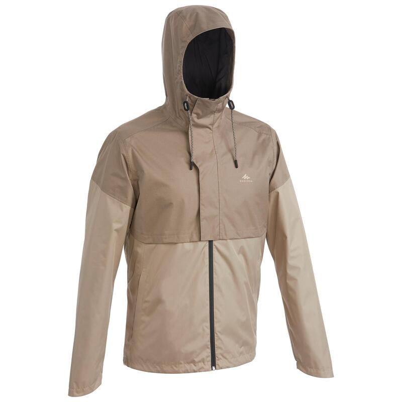 Férfi kabát túrázáshoz NH500 flap, vízhatlan, kávészínű 