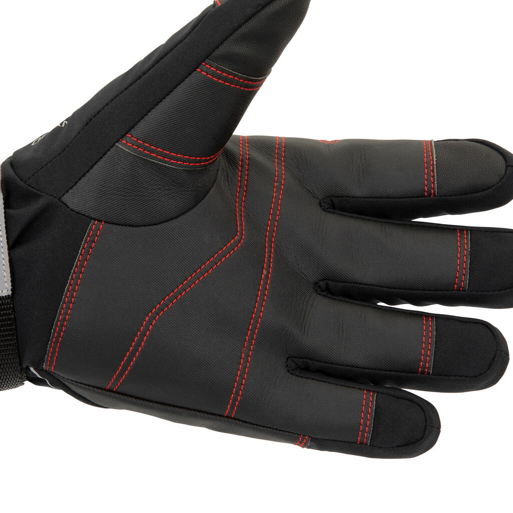 Segelhandschuhe Damen/Herren wasserdicht Offshore 900 schwarz/rot