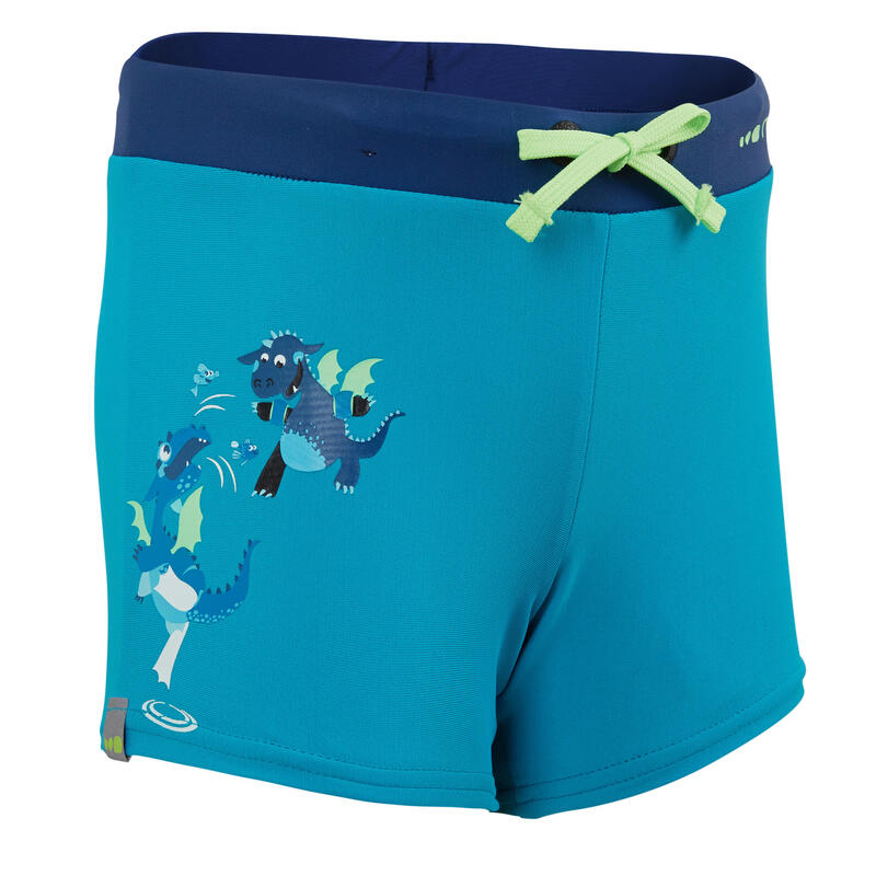 男孩款四角泳褲100 PEP－藍綠色龍圖案