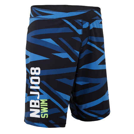 100 LONG MEN'S SWIMMING SHORTS - NBJI CROSS BLACK