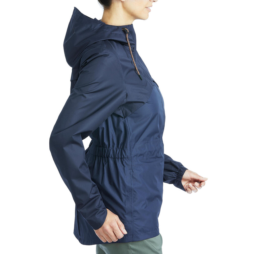 Wanderjacke Naturwandern NH500 wasserdicht Damen marineblau