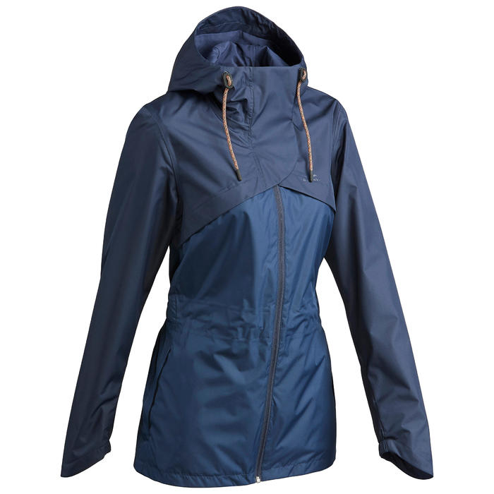 Chaqueta Impermeable Montaña y Senderismo Quechua NH500 Mujer Azul