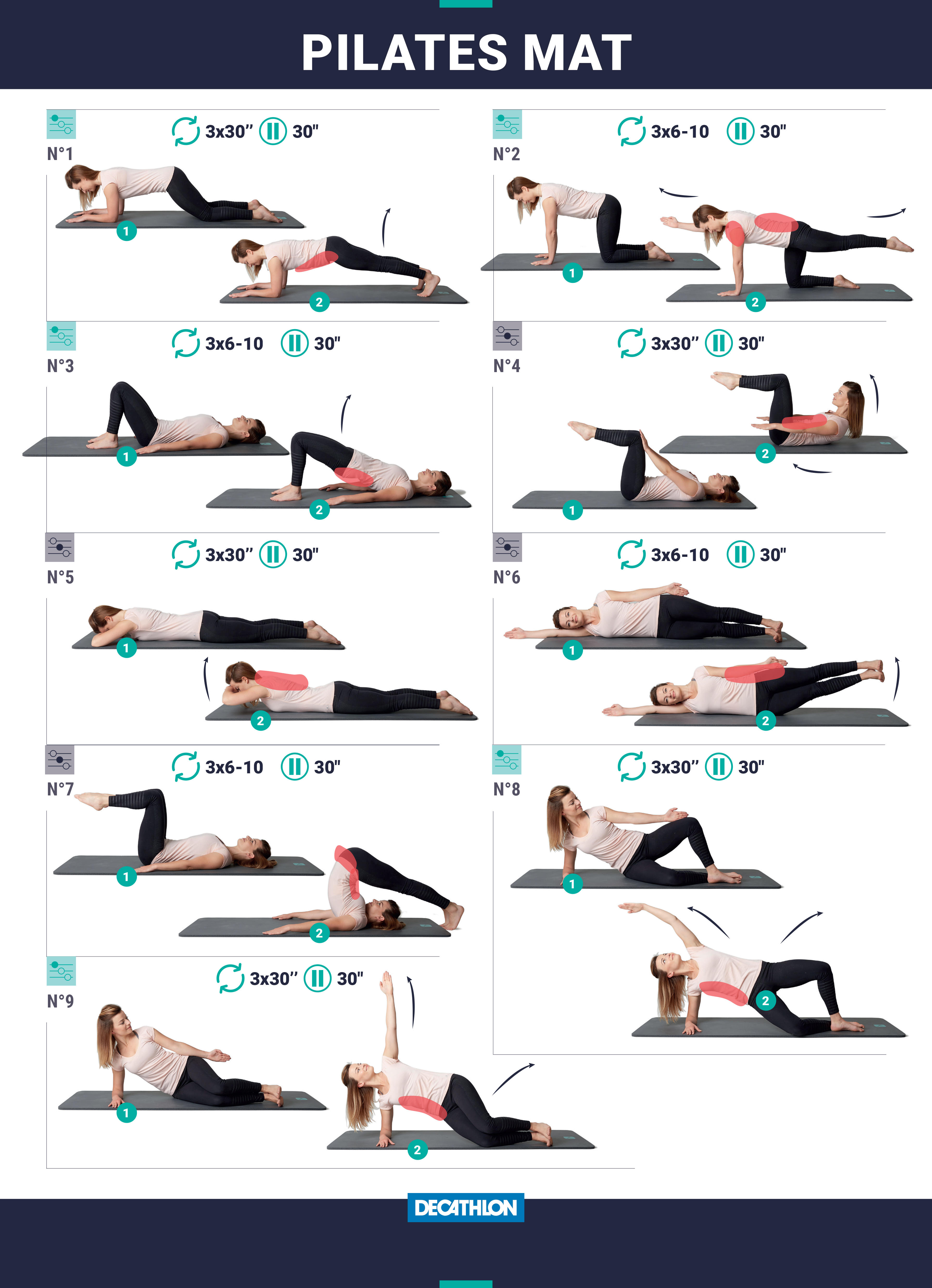 10 mm Size S Pilates Mat Comfort Pink Decathlon