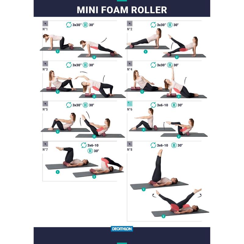 Köpük Mini Pilates Rulosu(Foam Roller) - 38 cm X 13 cm - Mor