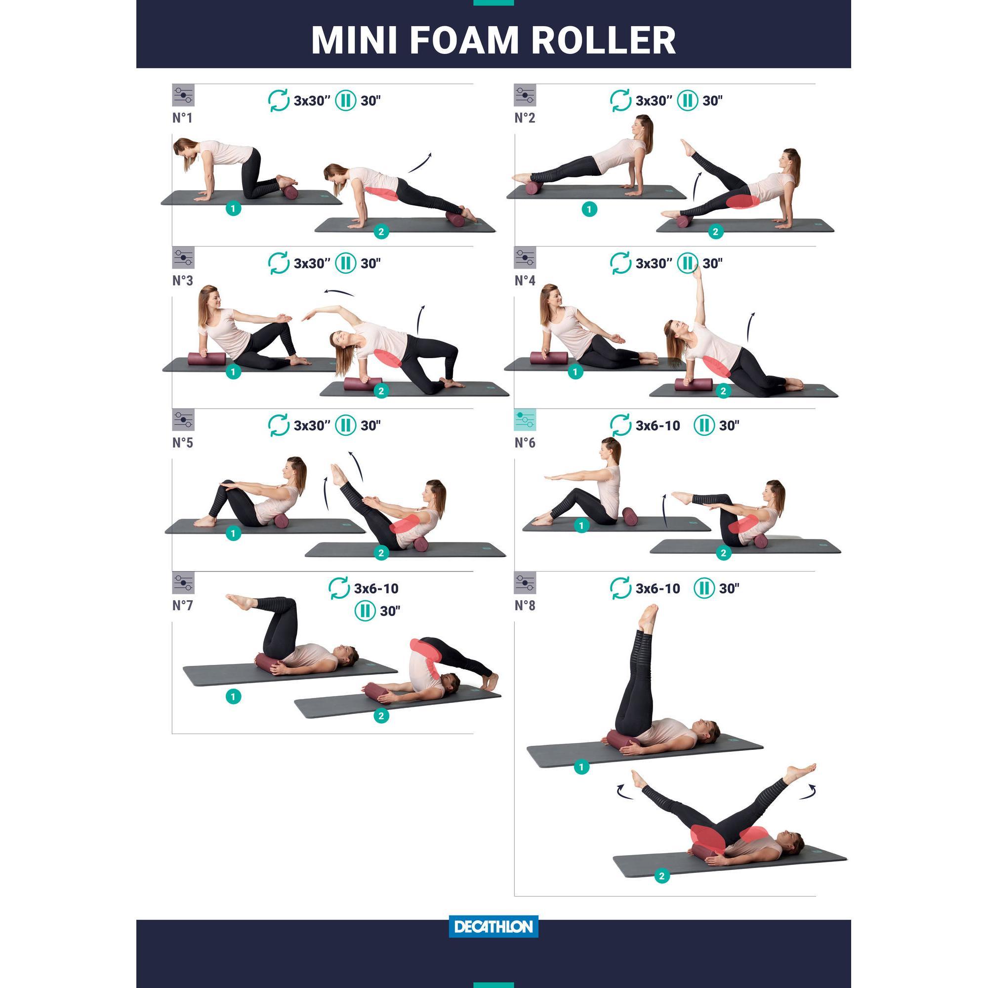 Rullo pilates MINI FOAM ROLLER bordeaux 38cm DOMYOS | DECATHLON