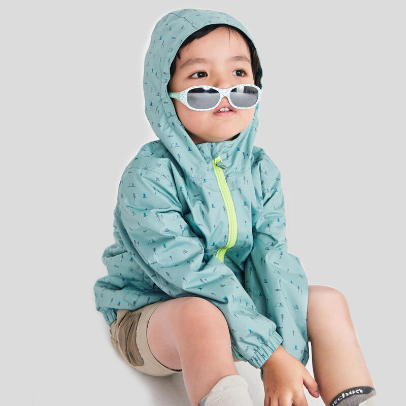 Veste imperméable de randonnée enfant MH500 KID verte