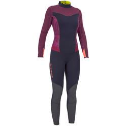 Traje de neopreno de 3/2 mm cosido-pegado Vela mujer Dinghy 500 violeta/negro