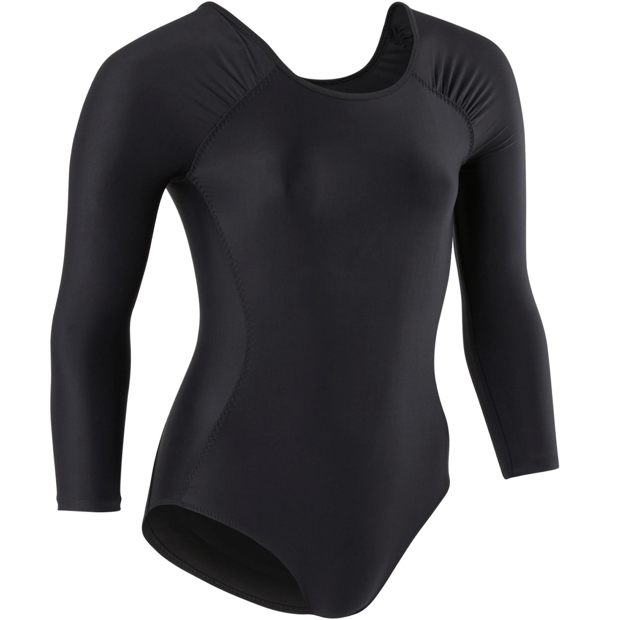 Girls' LongSleeved Ballet Leotard Black Domyos by Decathlon