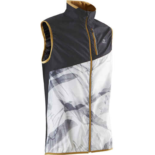 
      Pánska trailová bunda bez rukávov biela s grafickým motívom
  