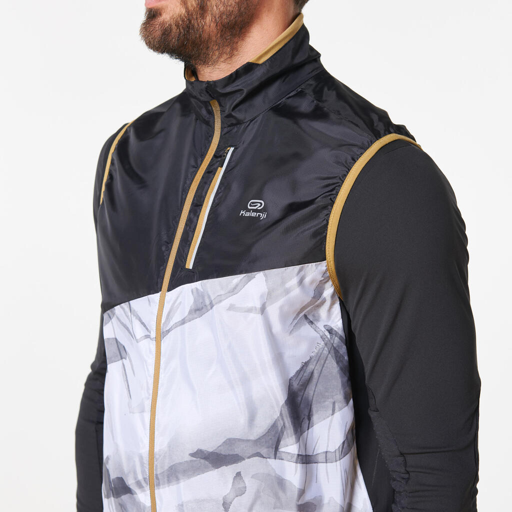 Pánska trailová bunda bez rukávov biela s grafickým motívom