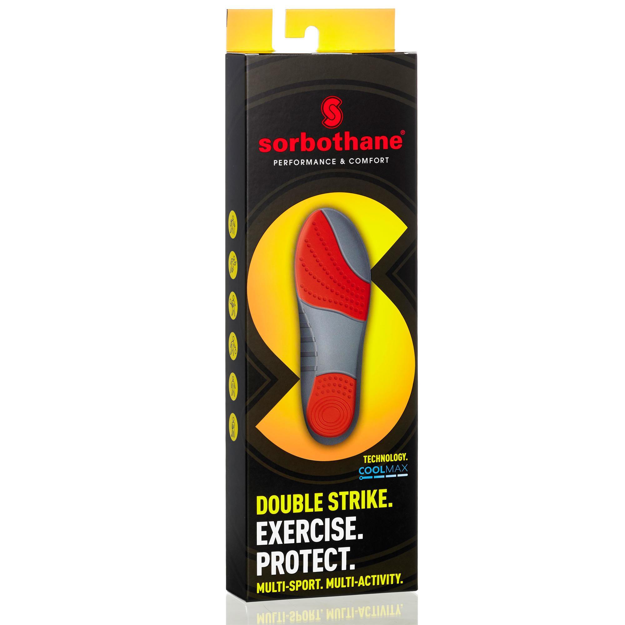 Cut-out shoe soles, double strike