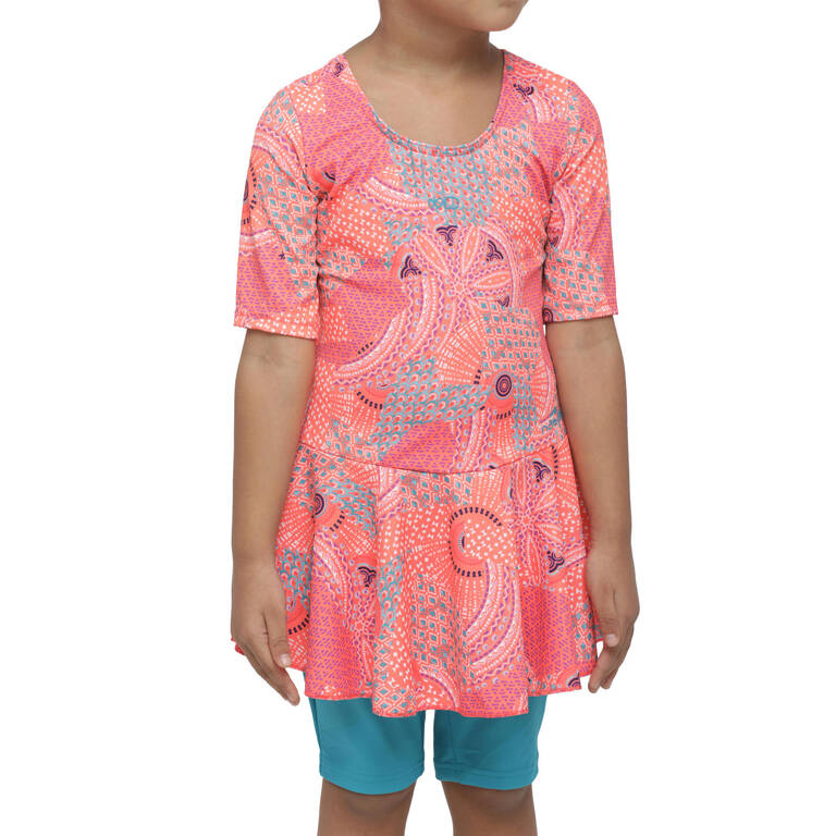 Girl Swimming One Piece Full Sleeve with Jammer Swimsuit Eve Coral