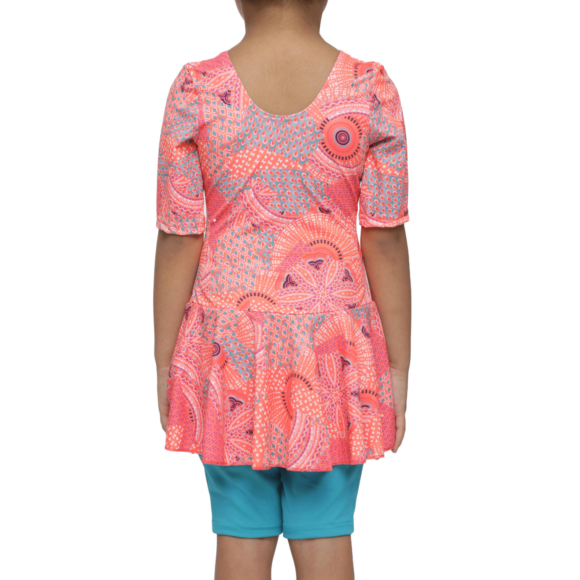 Girl Swimming One Piece Full Sleeve with Jammer Swimsuit Eve Coral -  3