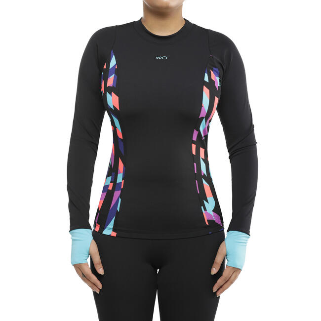 Women swimming costume full sleeves top - pink blue