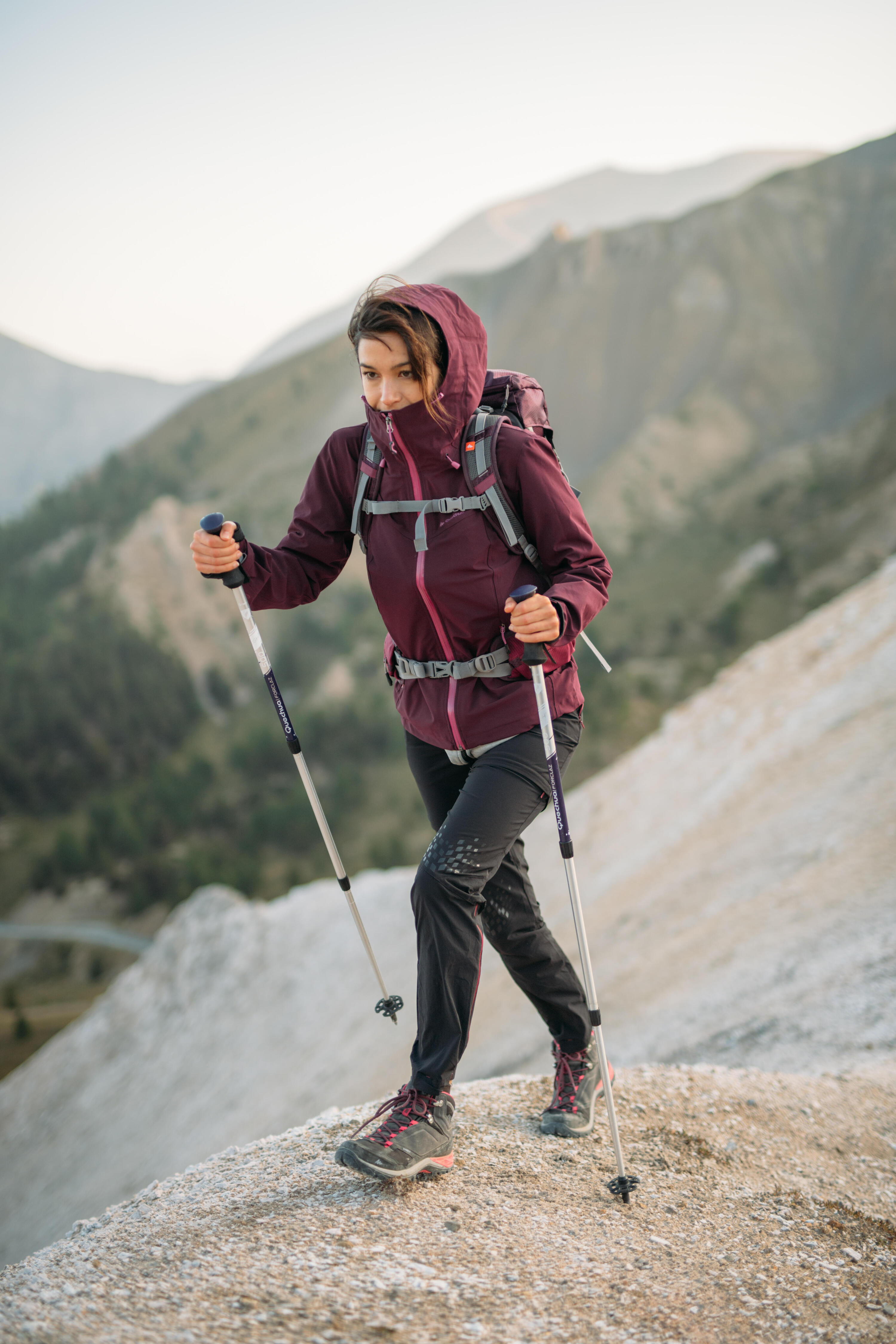 MH500 Women's Mountain Hiking waterproof Jacket - Plum 5/14