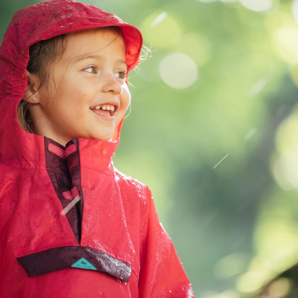 Kids’ Waterproof Hiking Poncho MH100 Pink