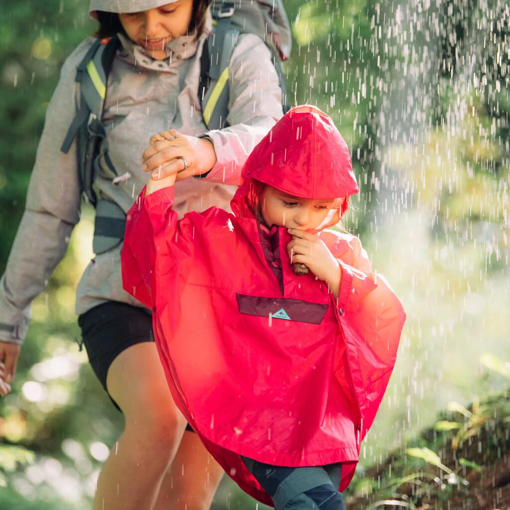 Kids’ Waterproof Hiking Poncho MH100 Pink