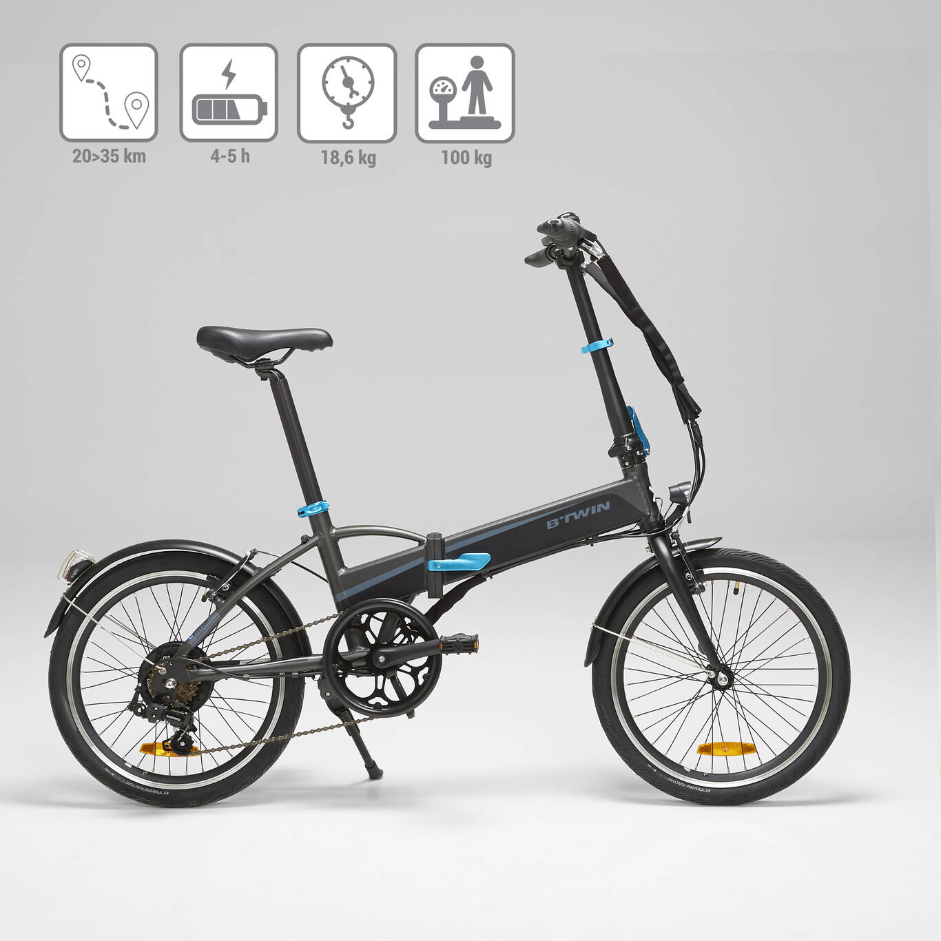 20 Inch Electric FOLDING BIKE btwin 500E Black Decathlon