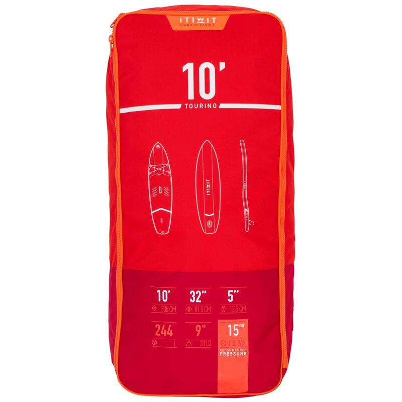 SUP-Board Stand up Paddle aufblasbar 10´- X100 Touring Einsteiger rot