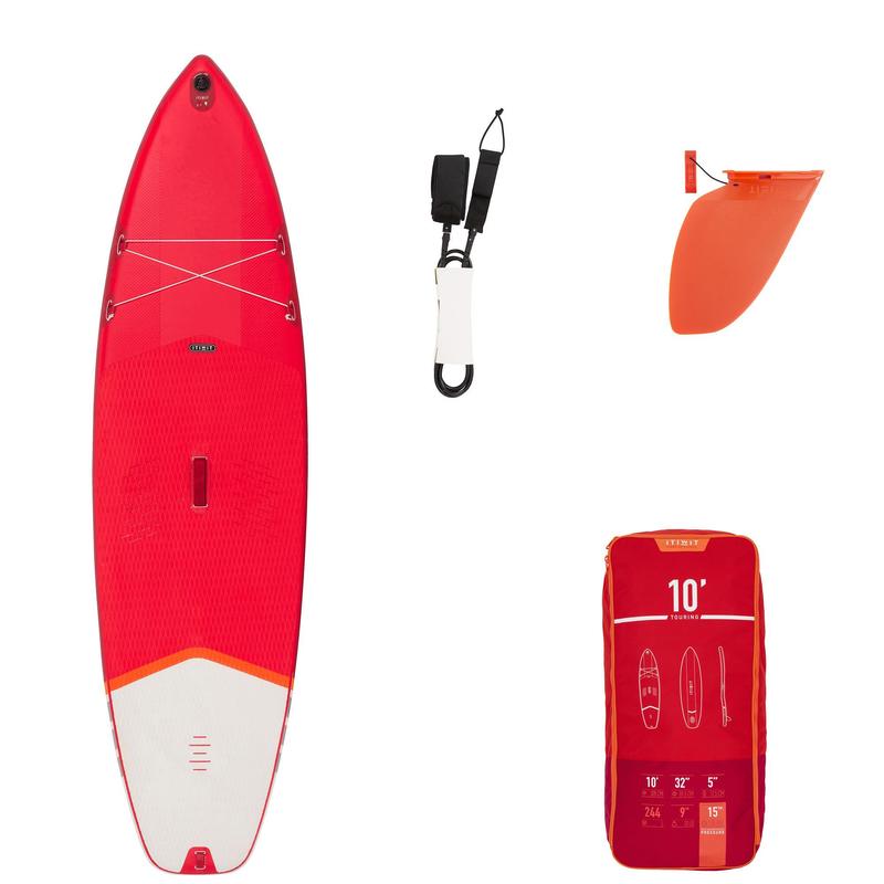 Beginner Inflatable Stand-Up Paddleboard 10 Feet - Red