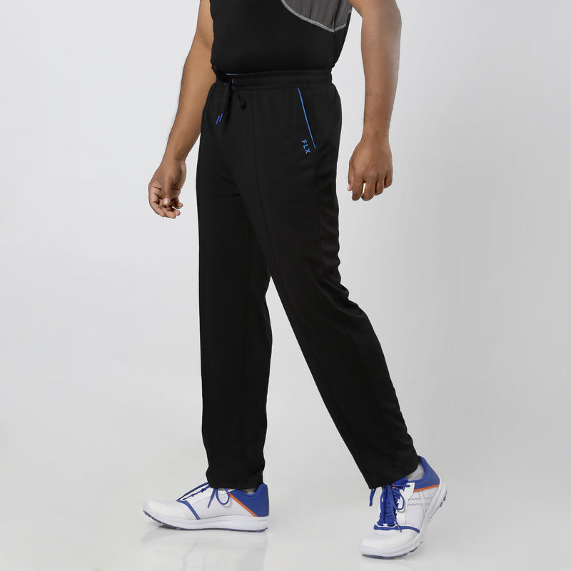 CRICKET TRACK PANTS, STRAIGHT FIT, BLACK