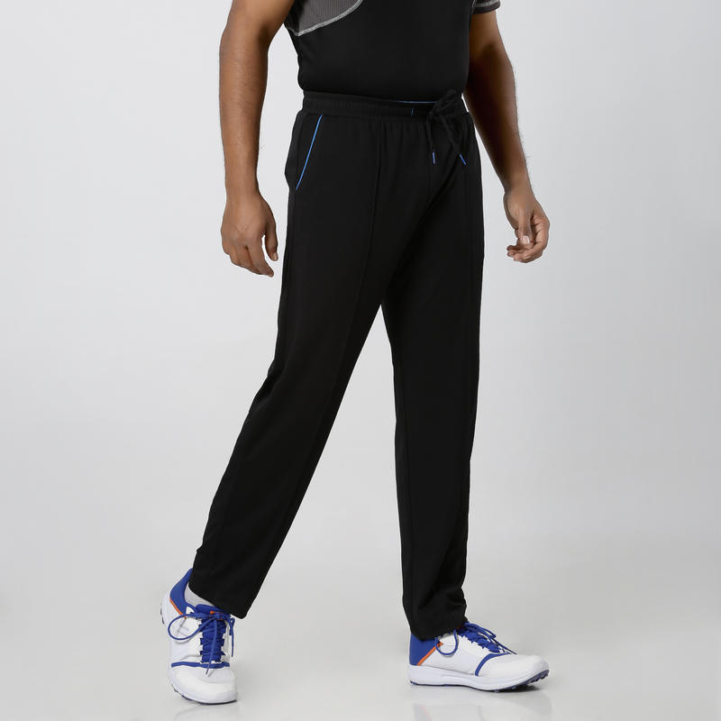 CRICKET TRACK PANTS, STRAIGHT FIT, BLACK
