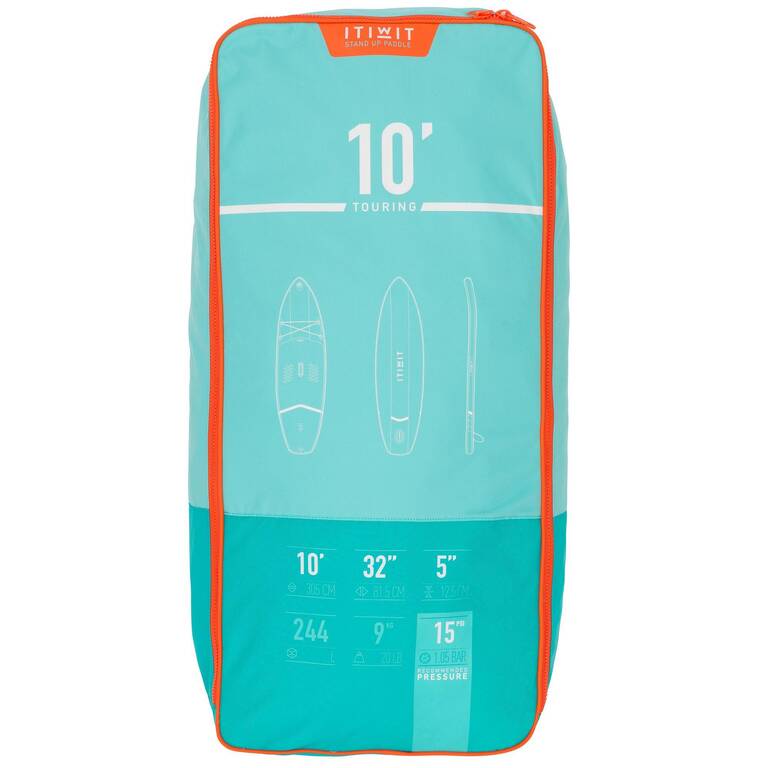 ទូកសប់ខ្យល់ SUP X100 10'ពណ៌បៃតង សម្រាប់អ្នកជិះទូកបញ្ឈរខ្លួនកម្រិតដំបូង