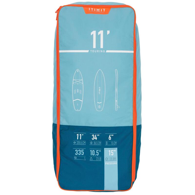 BEGINNER INFLATABLE TOURING STAND-UP PADDLE BOARD - BLUE - 11 FEET (LARGE)