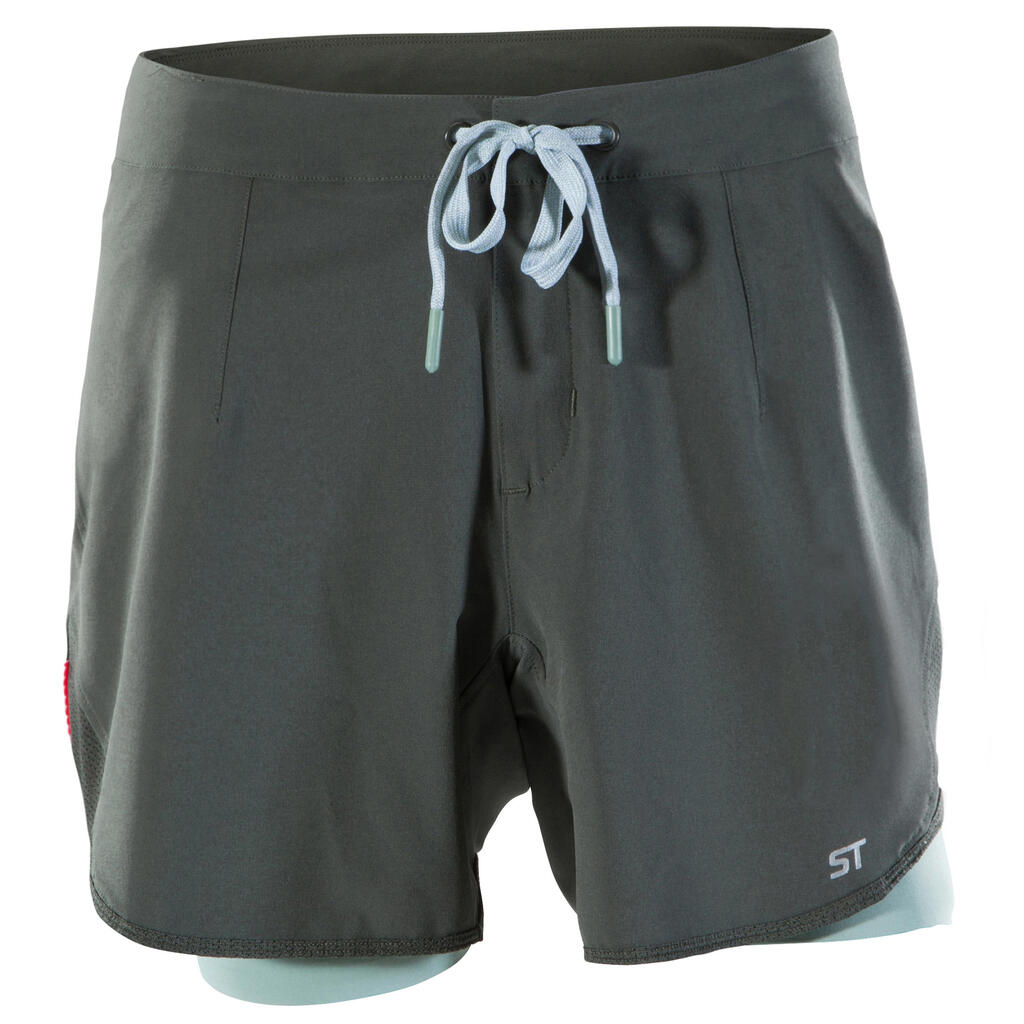 Kurze Radhose MTB-Short ST 500 Damen blau