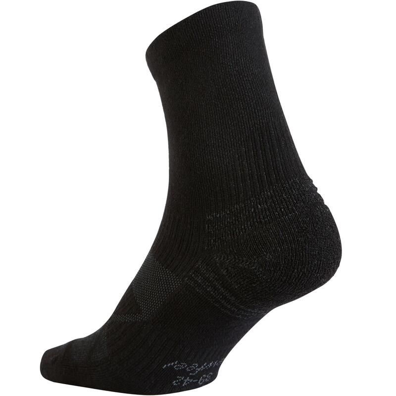Sokken voor sportief wandelen/nordic walking WS 100 mid zwart 3 paar