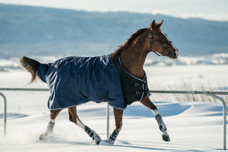 Couverture Impermeable Equitation Cheval Et Poney Allweather 300 1000d Bleu Decathlon