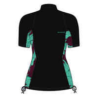 Women's surfing anti UV short sleeve T-shirt 500 - black and koga Maldives